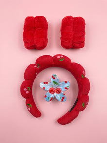 Set de Vincha y Muñequeras Spa Roja