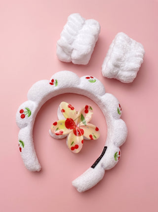 Set de Vincha y Muñequeras Spa Roja