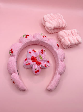 Set de Vincha y Muñequeras Spa Roja