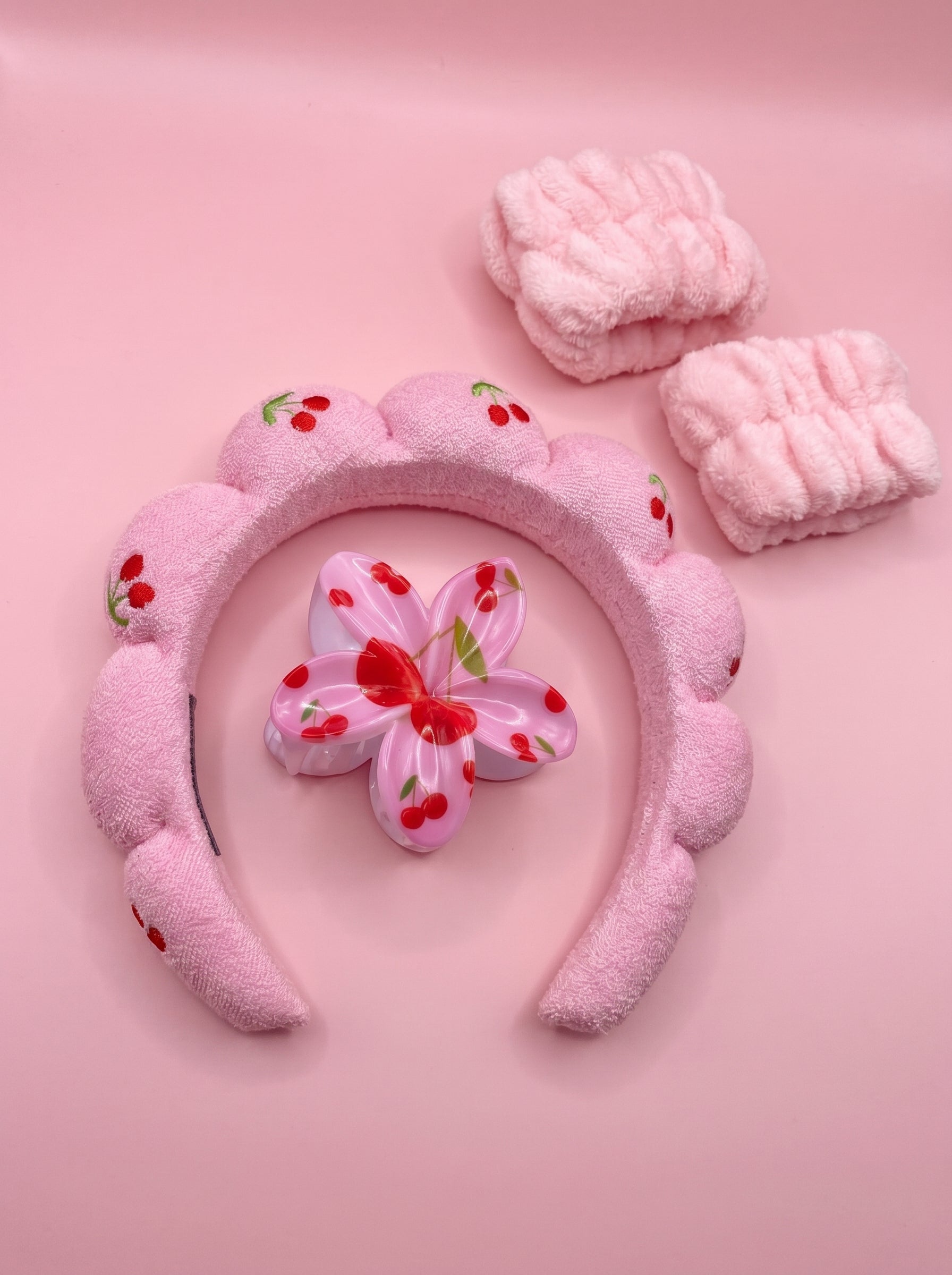 Set de Vincha y Muñequeras Spa Roja