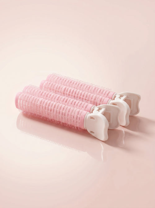 Dúo de pinzas ruleros rosas para dar volumen al cabello, accesorio de peinado cute para levantar raíces y crear volumen natural.