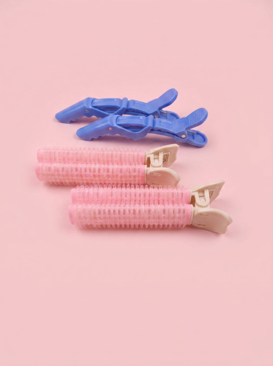 Set de 4 piezas: dúo de tubos para cabello tipo pinza + dúo de pinzas sujetadoras - Cutesical