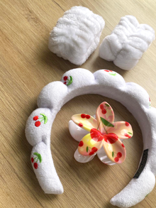 Set de Vincha y Muñequeras Absorbentes para Skincare Blanco
