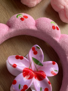 Set de Vincha y Muñequeras Absorbentes para Skincare Rosado Claro